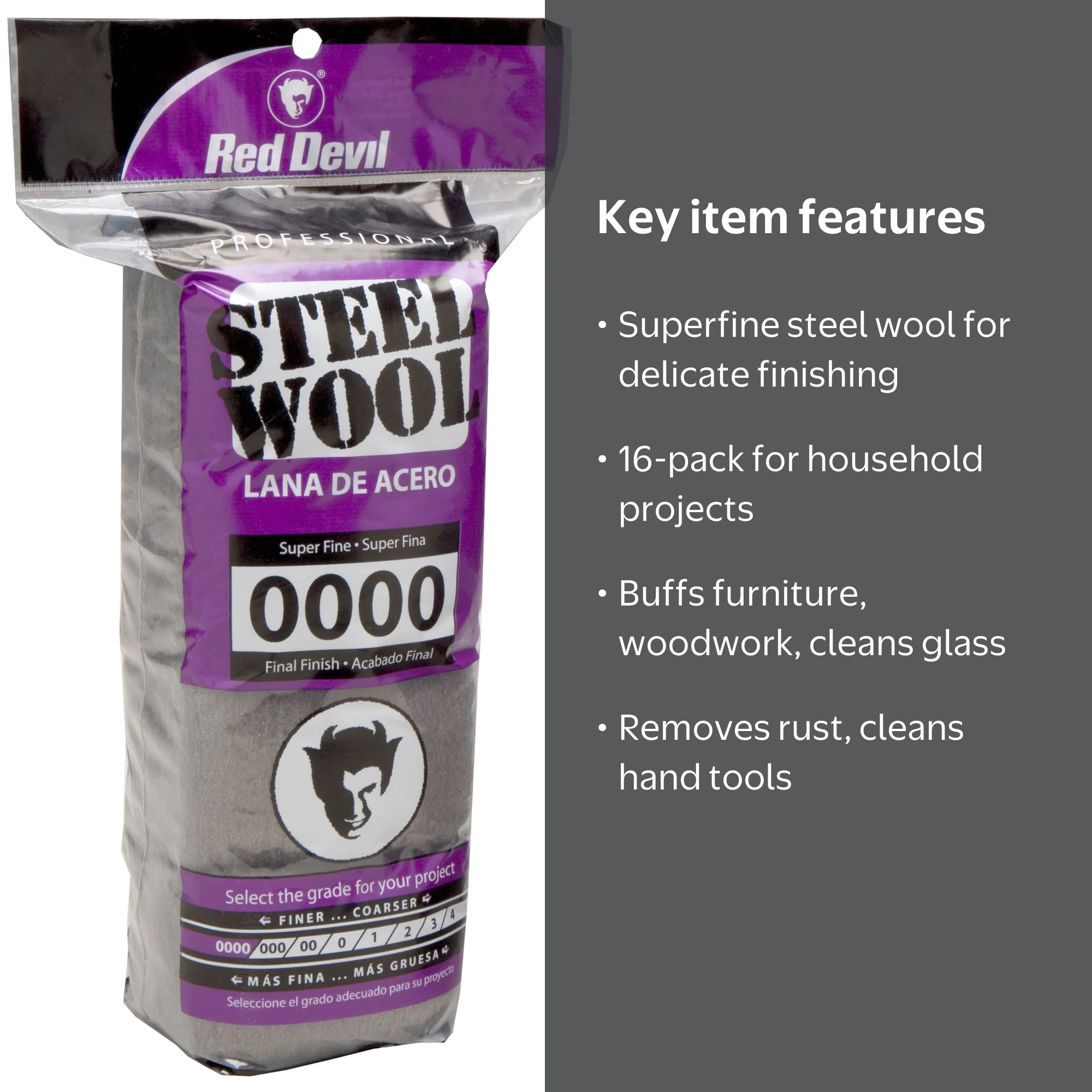 Red Devil 0310 Triple Zero Wood Steel Wool #0000 Super Fine