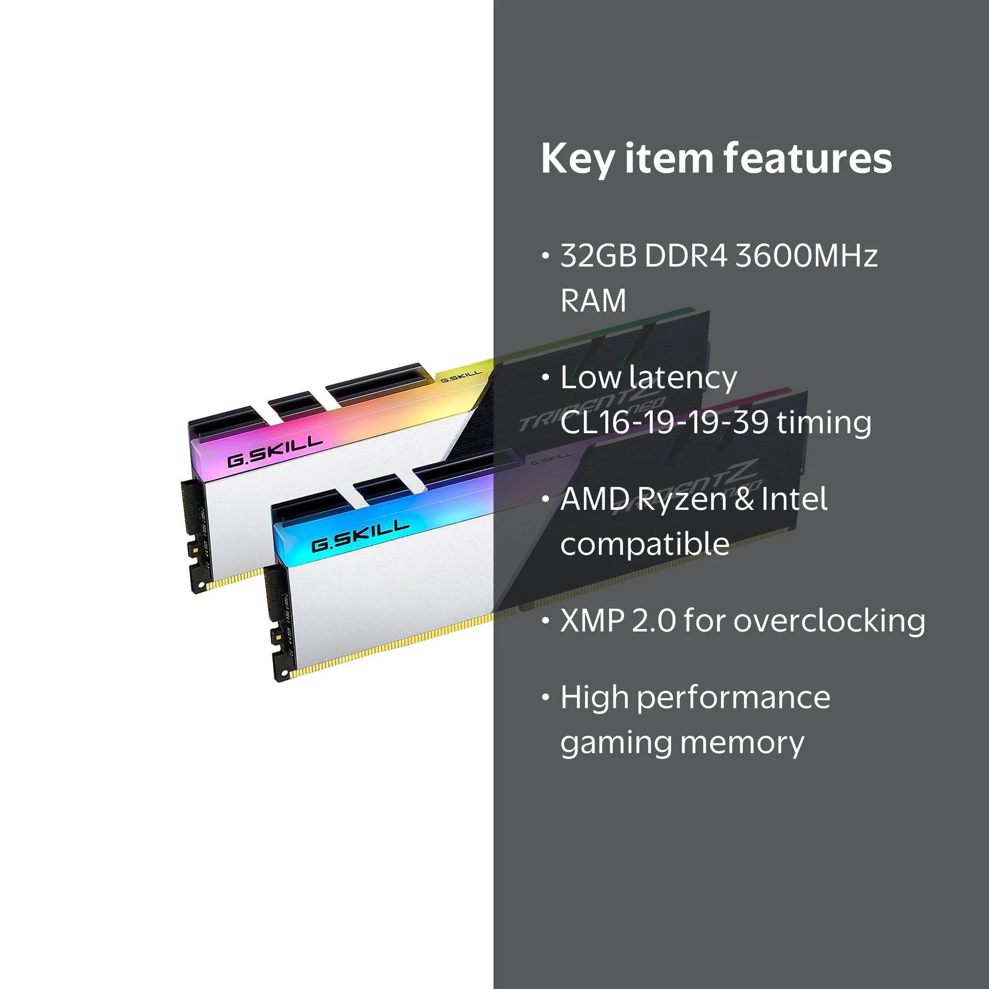 G.SKILL Trident Z Neo 32GB 288-Pin RGB DDR4 3600 for AMD, Model F4