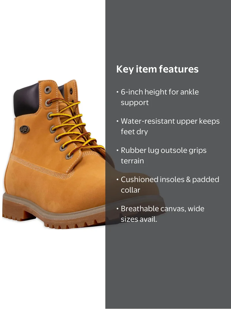 Lugz Men's Hudson 6-Inch Classic Boot with Wide Fit, Durable