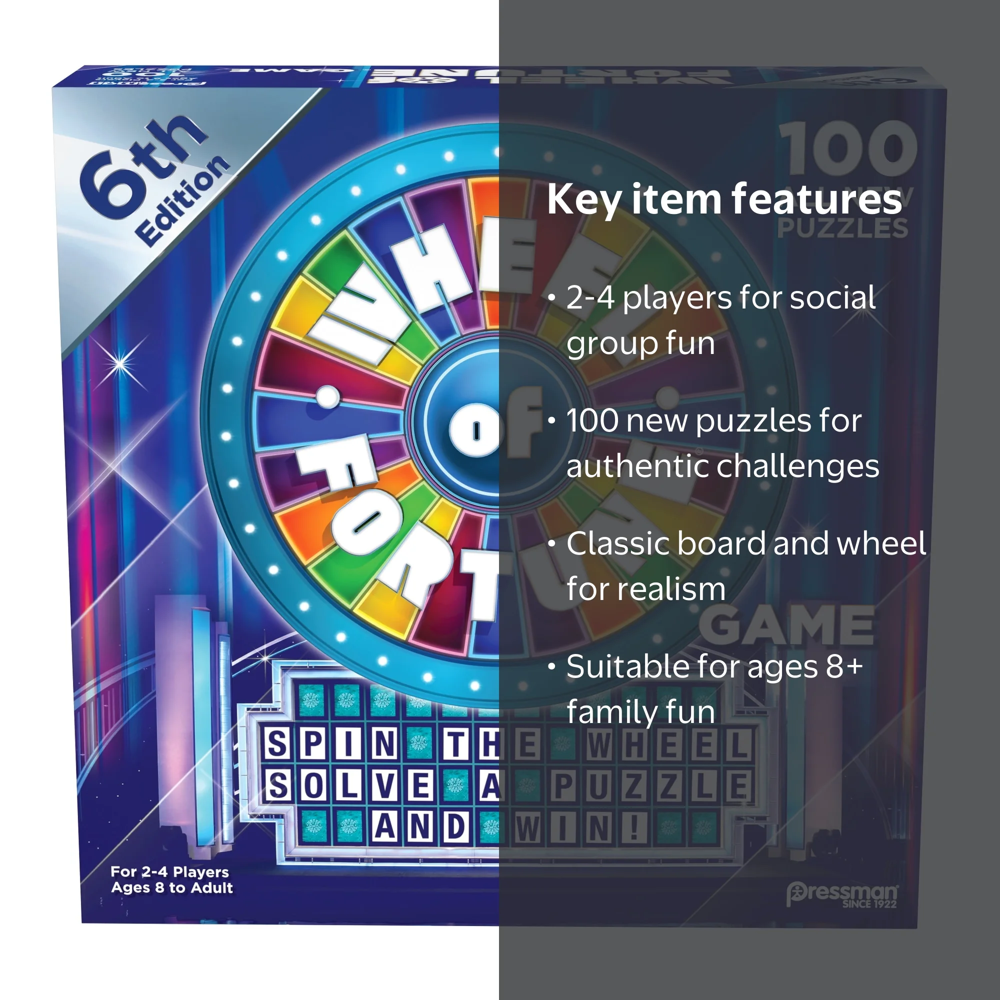 Pressman, Wheel of Fortune Game, 6th Edition, Includes 100 puzzles