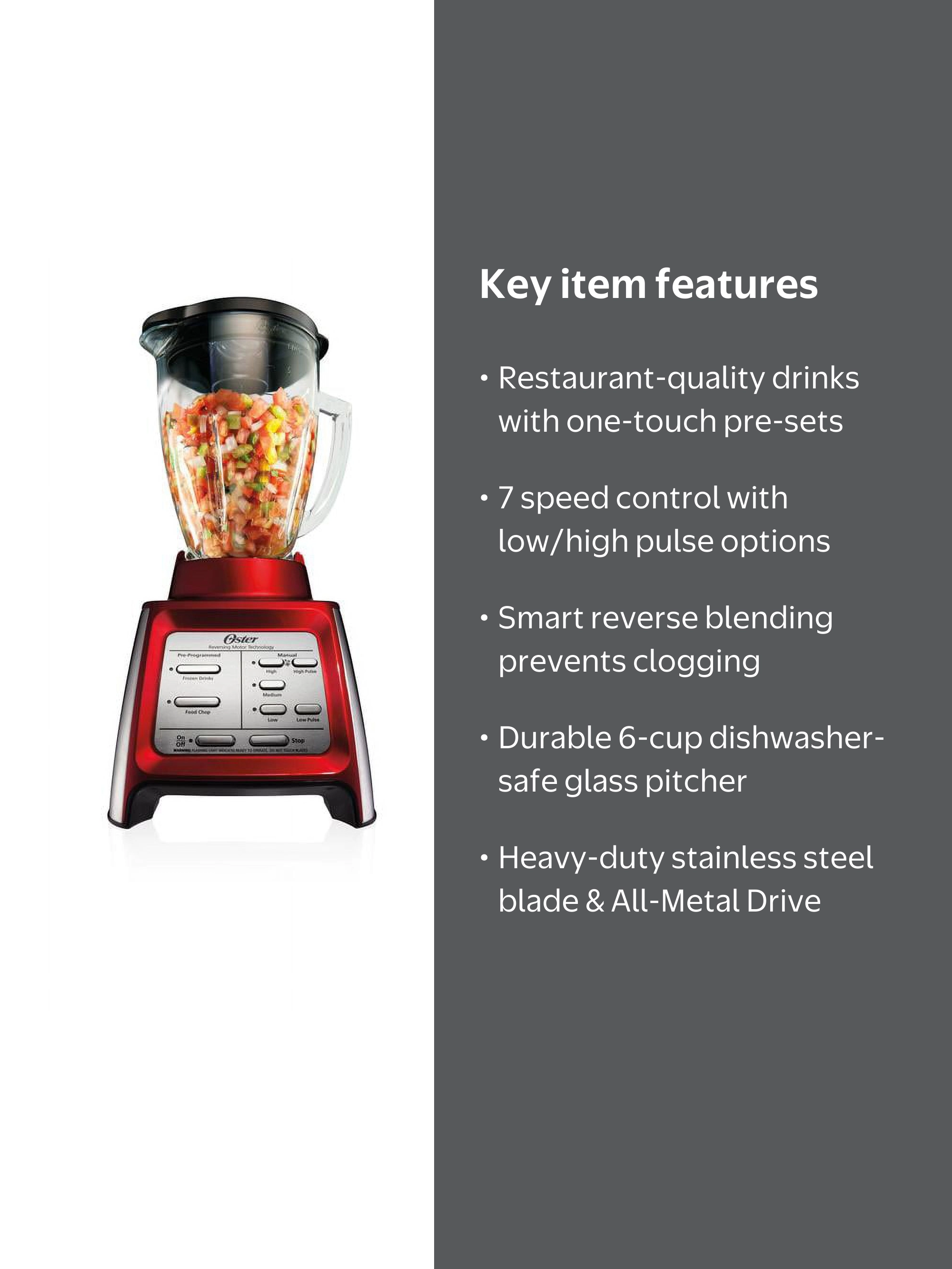 Oster Designed for Life 7 Speed Blender with Smoothie Cup in Red