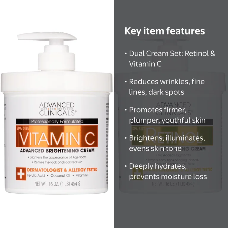 Advanced Clinicals Anti Aging Retinol & Brightening Vitamin C Body
