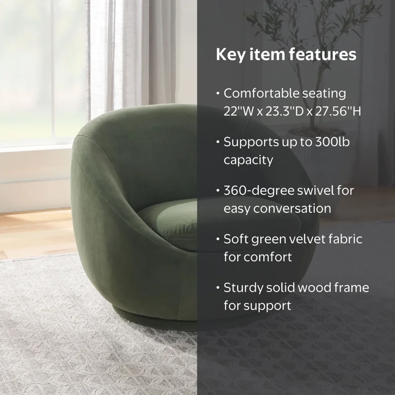 Free Shipping! Better Homes & Gardens Olive Velvet Swivel Accent
