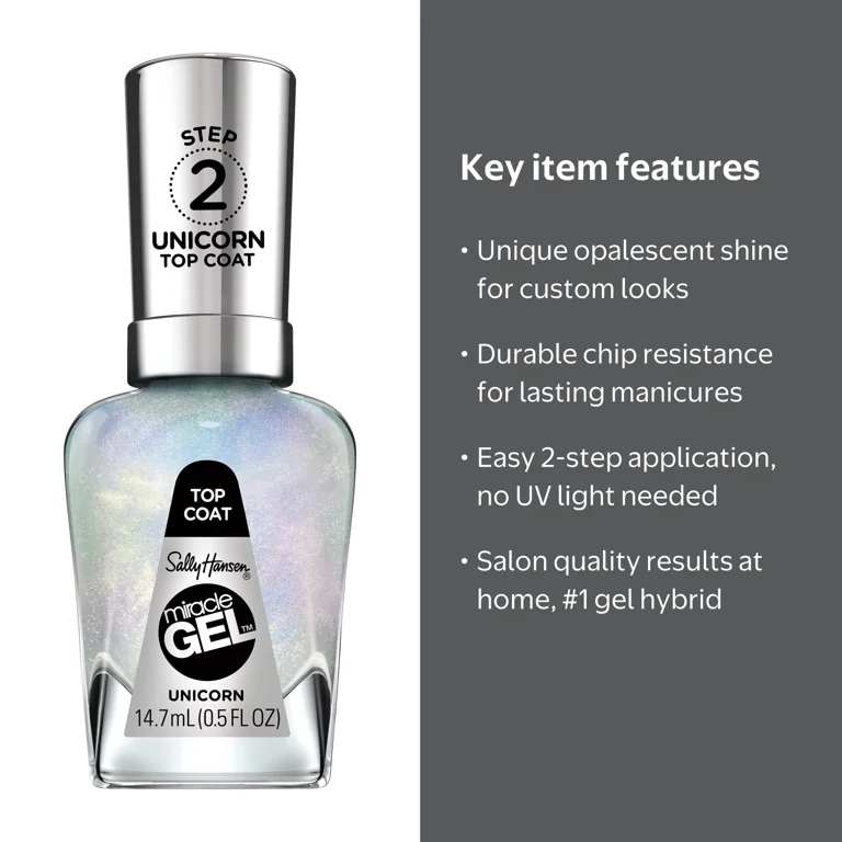 Sally Hansen Miracle Gel Top Coat, Unicorn Top Coat 0.50 fl oz
