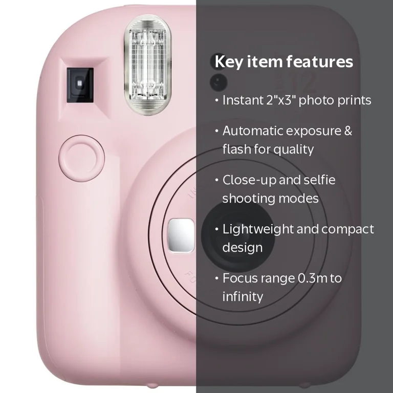 Fujifilm, Instax Mini 12 Pink Camera, Compact, Pink - Walmart.com