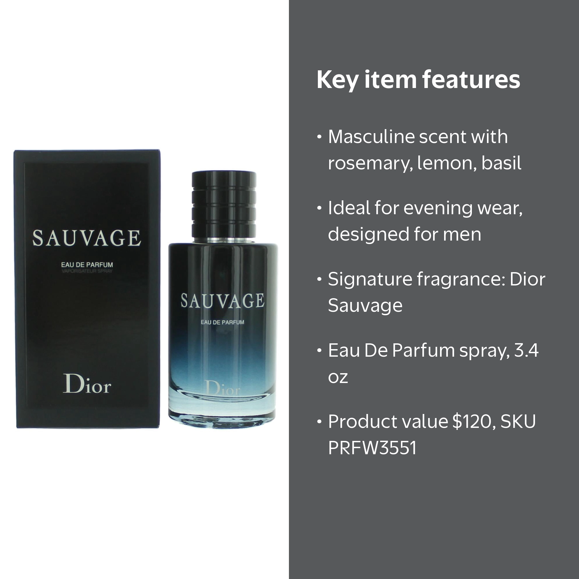 Dior, Eau De Parfum Spray, 3.4 Oz, Men Cologne for Evening Wear
