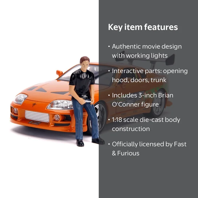 Fast & Furious 1:18 Toyota Supra Die-cast Car & 3