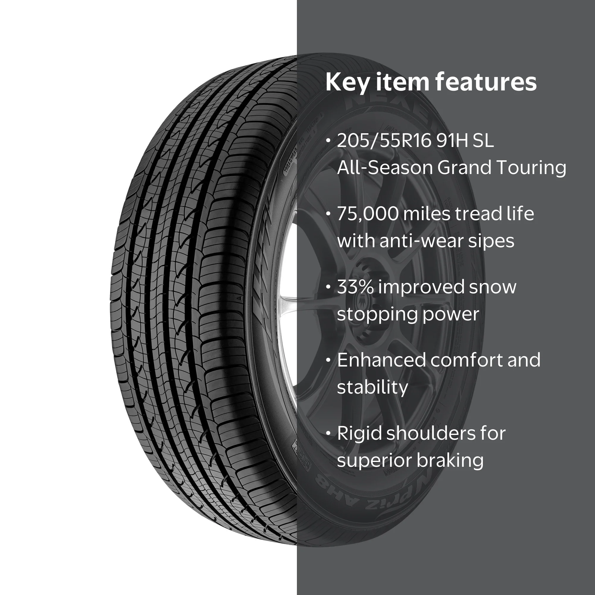 Nexen N'Priz AH8 All-Season Passenger Tire, 205/55R16 91H, Fuel