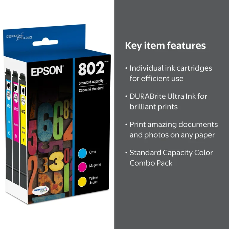 Epson, Ink Printer Color Multi-Pack, 802, Standard-capacity