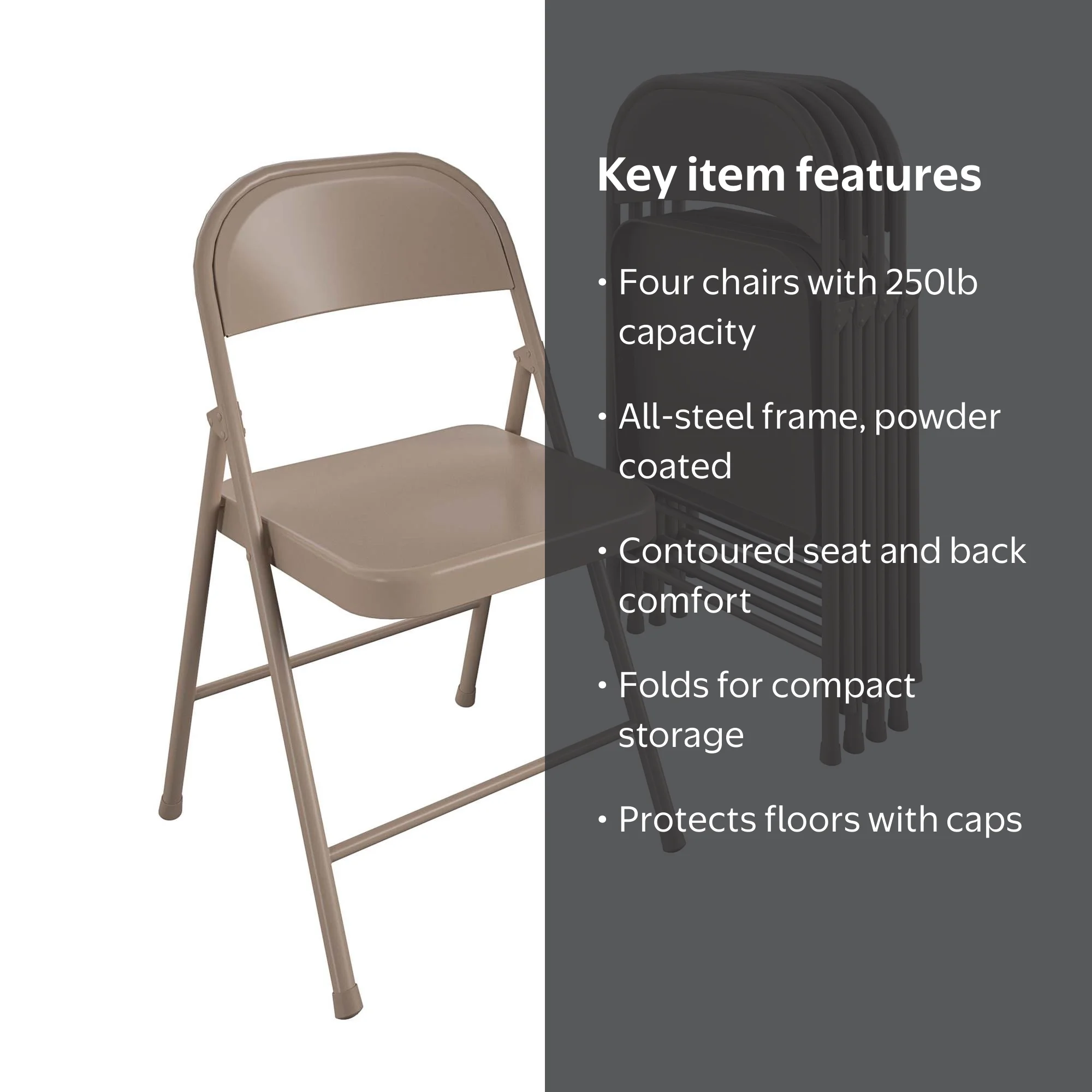 COSCO, All-Steel Folding Chair, Antique Linen, 4-pack - Walmart.com
