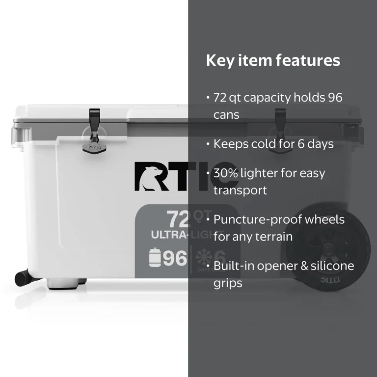 RTIC, Cooler, 72 qt, Fits 96 cans, Ultra-Light, White - Walmart.com