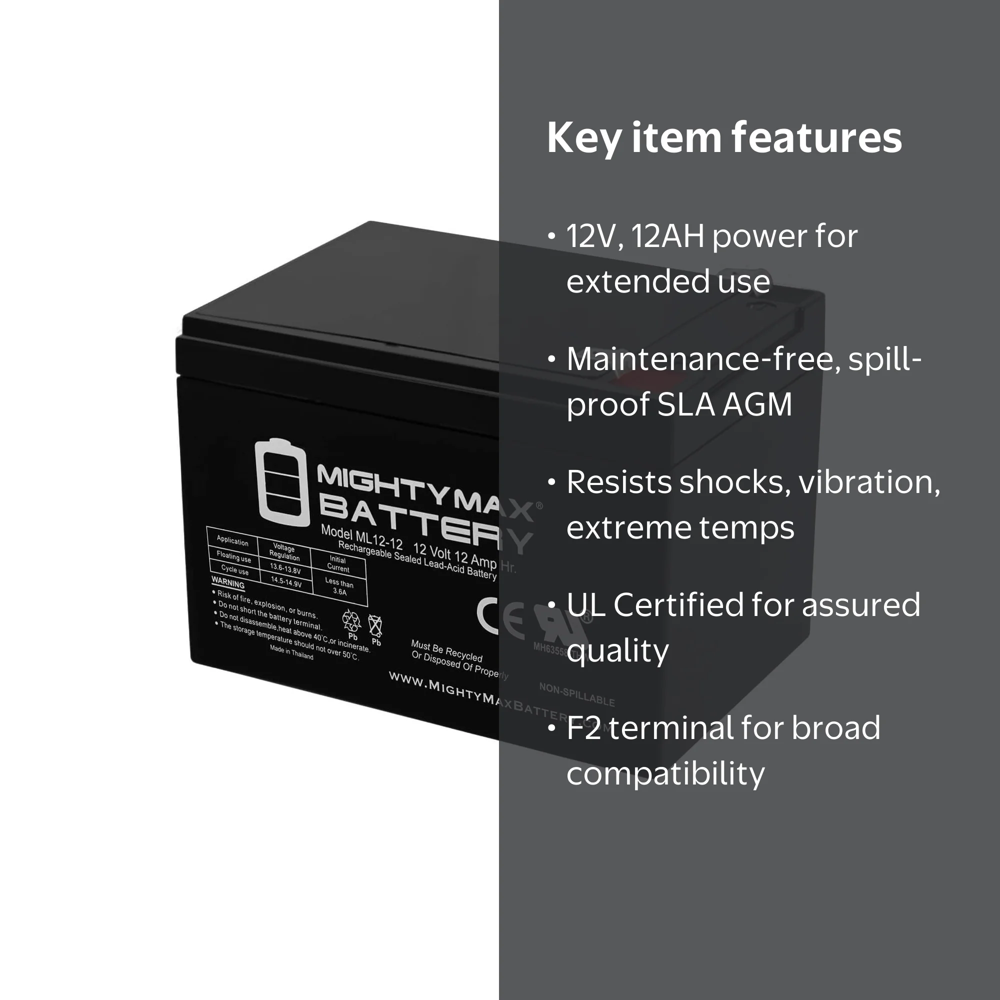 12V 12Ah F2 Replacement Battery for INVACARE LYNX L-3, L-4 SITTING