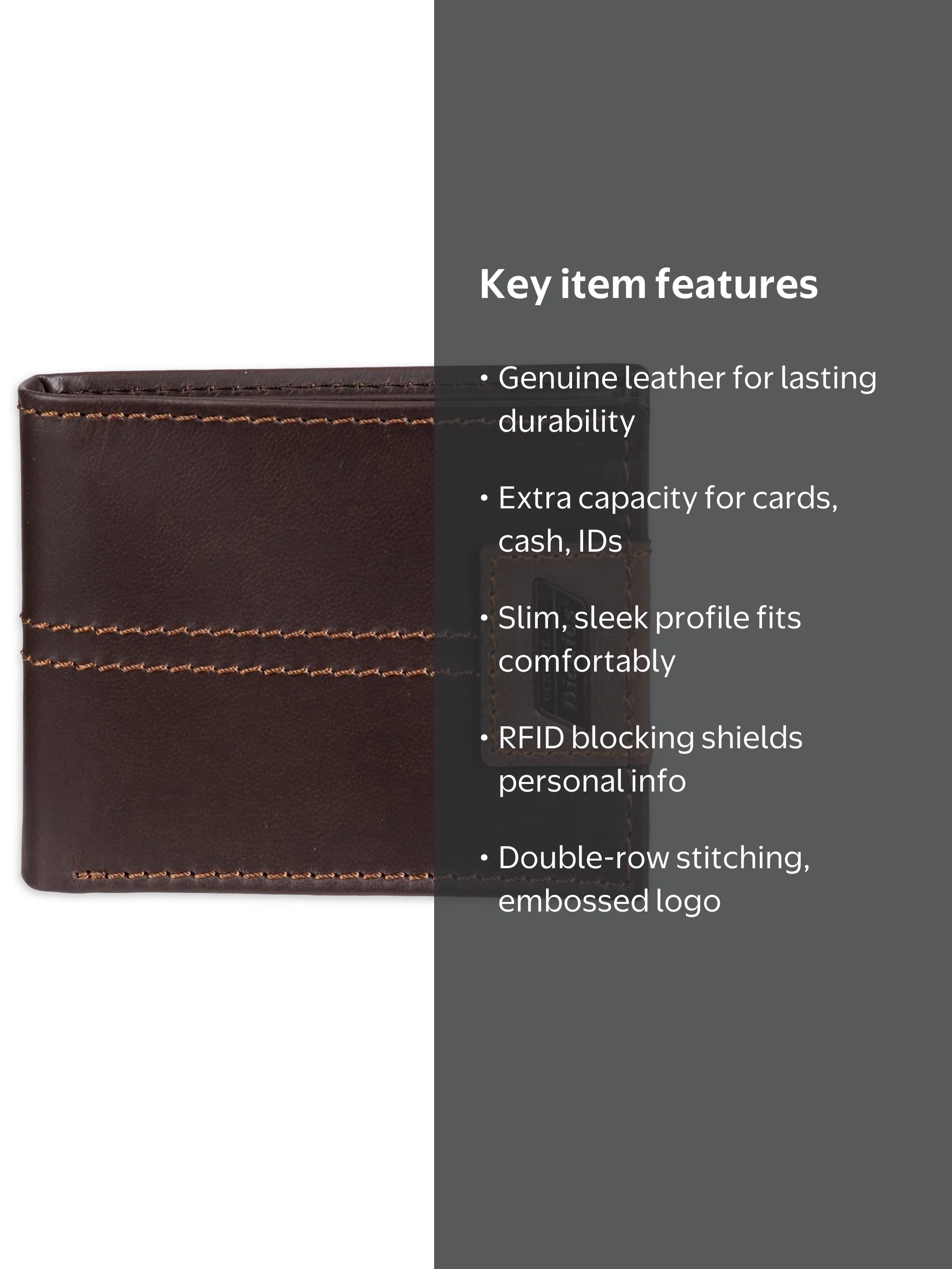 Genuine Dickies Men's Leather Extra Capacity Slimfold Wallet
