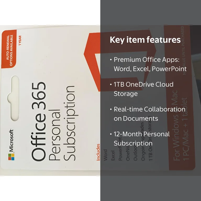 Microsoft Office 365 Personal | 1 Year, 1 User, PC/Mac | Word