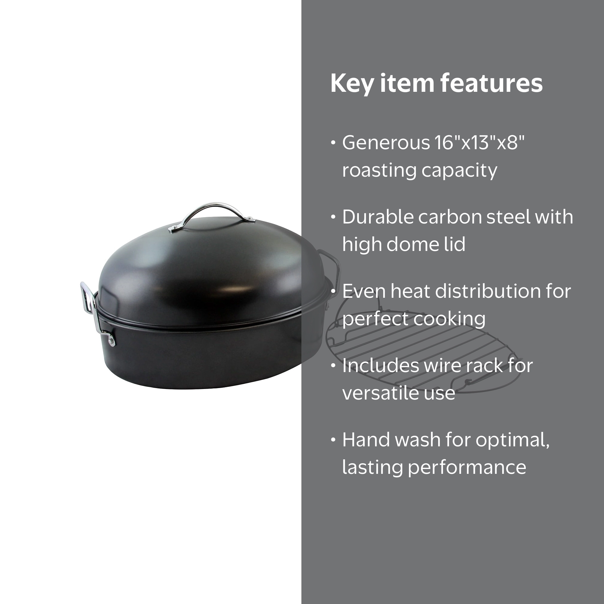 Gibson Home Kenmar Roaster Pan Set with High Dome Lid and Steel