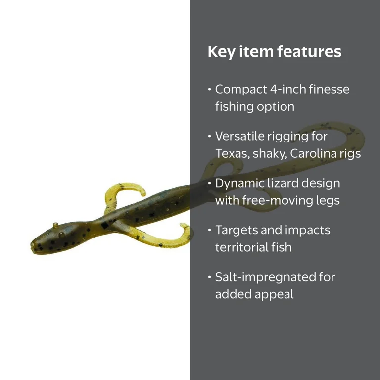 Zoom Mini Lizard 4'' Green Pumpkin 15pk - Walmart.com