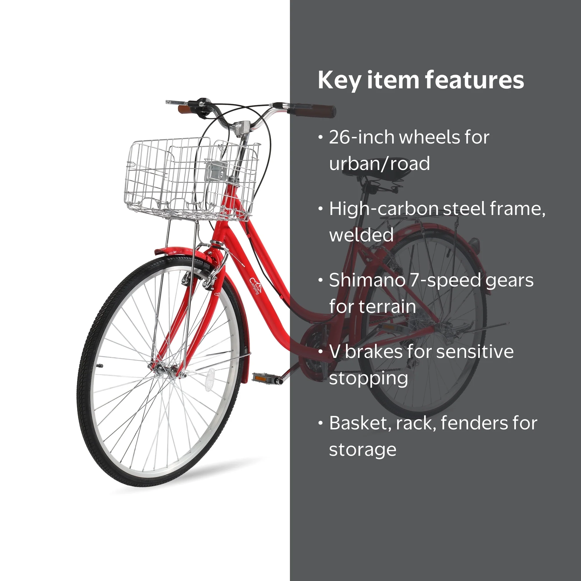 Ktaxon 26in Urban Commuter City Bike, Shimano 7 Speed Adult Road