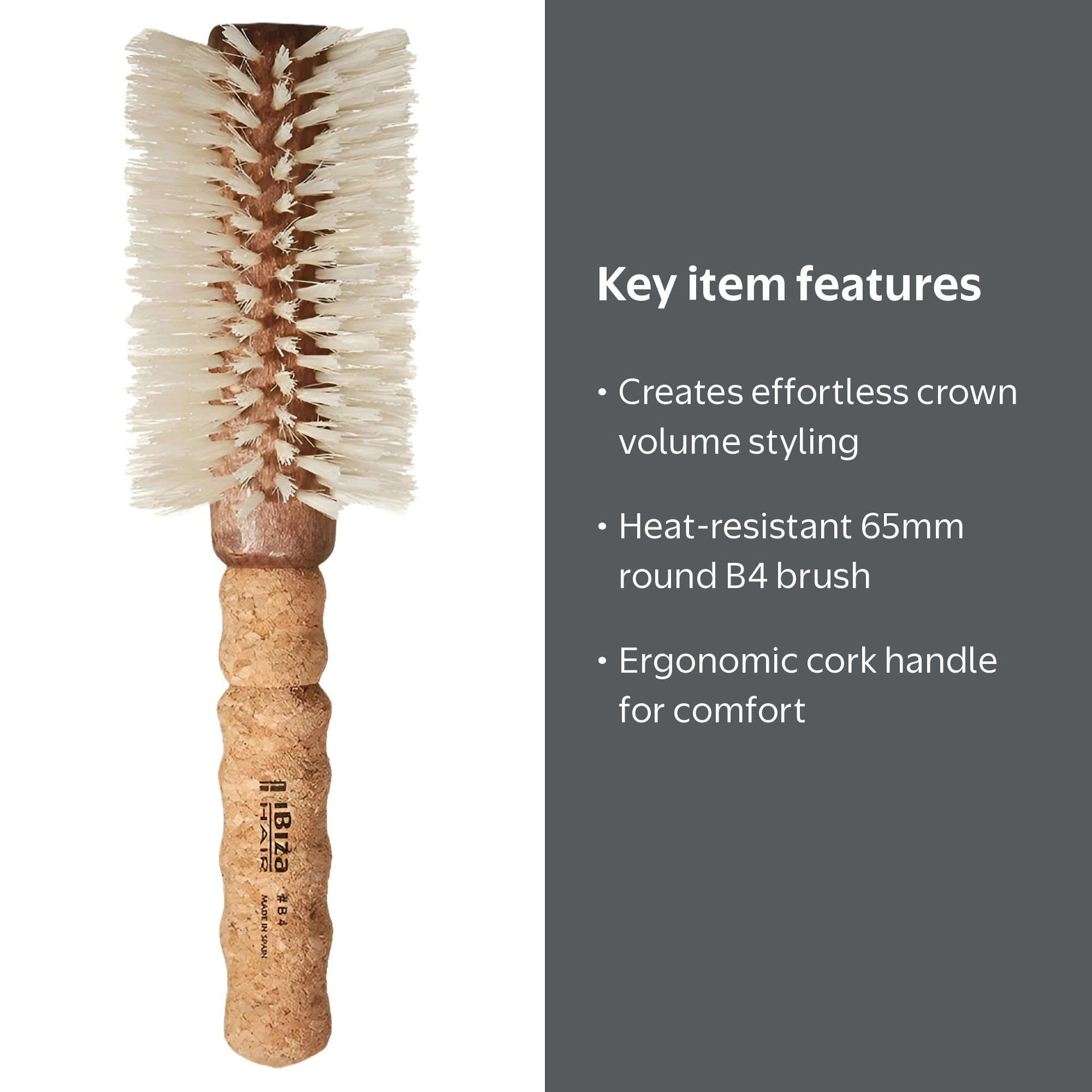 Ibiza, Hair Brush, 65mm Boar Bristle Round, Multicolor - Walmart.com