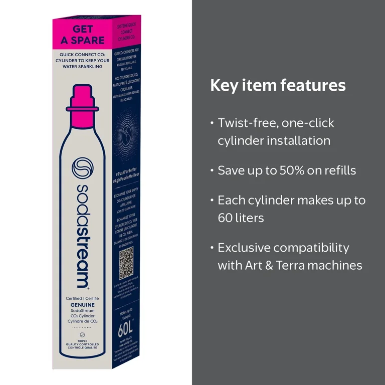 SodaStream, CO2 Cylinder, 60L, Pink, Quick Connect - Walmart.com