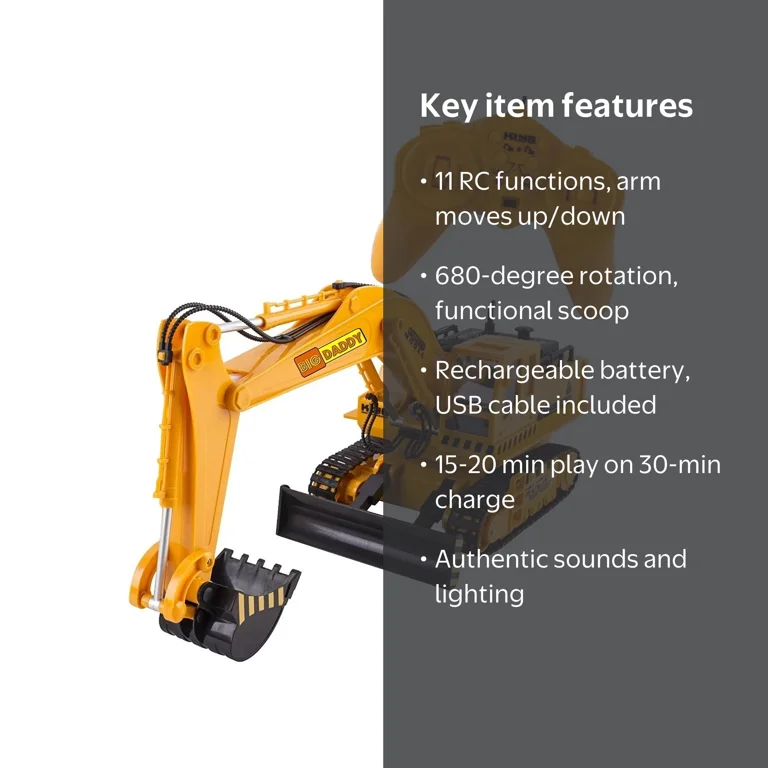 Big Daddy, Full Functional Excavator, RC Model with Lights and