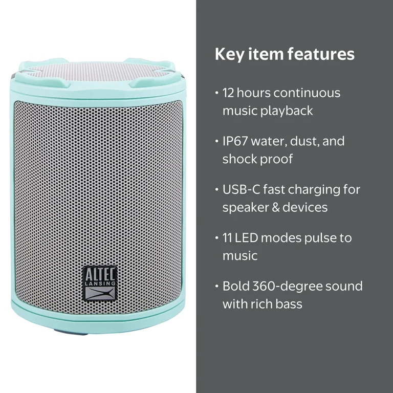 Altec Lansing HydraMotion Portable Bluetooth Speaker, 360 Sound
