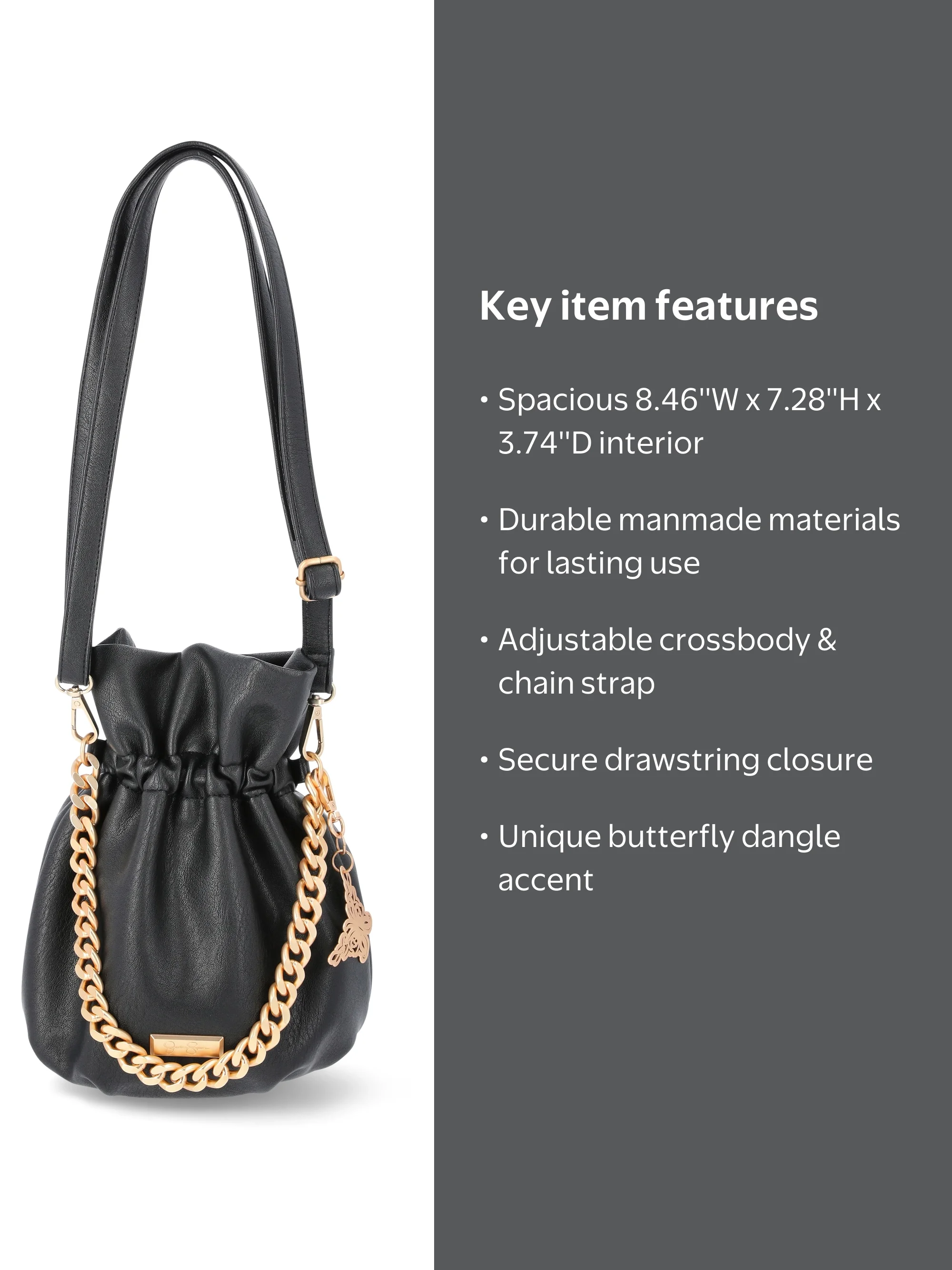 Jessica Simpson Women's Jolie Drawstring Crossbody Bag, Meteorite