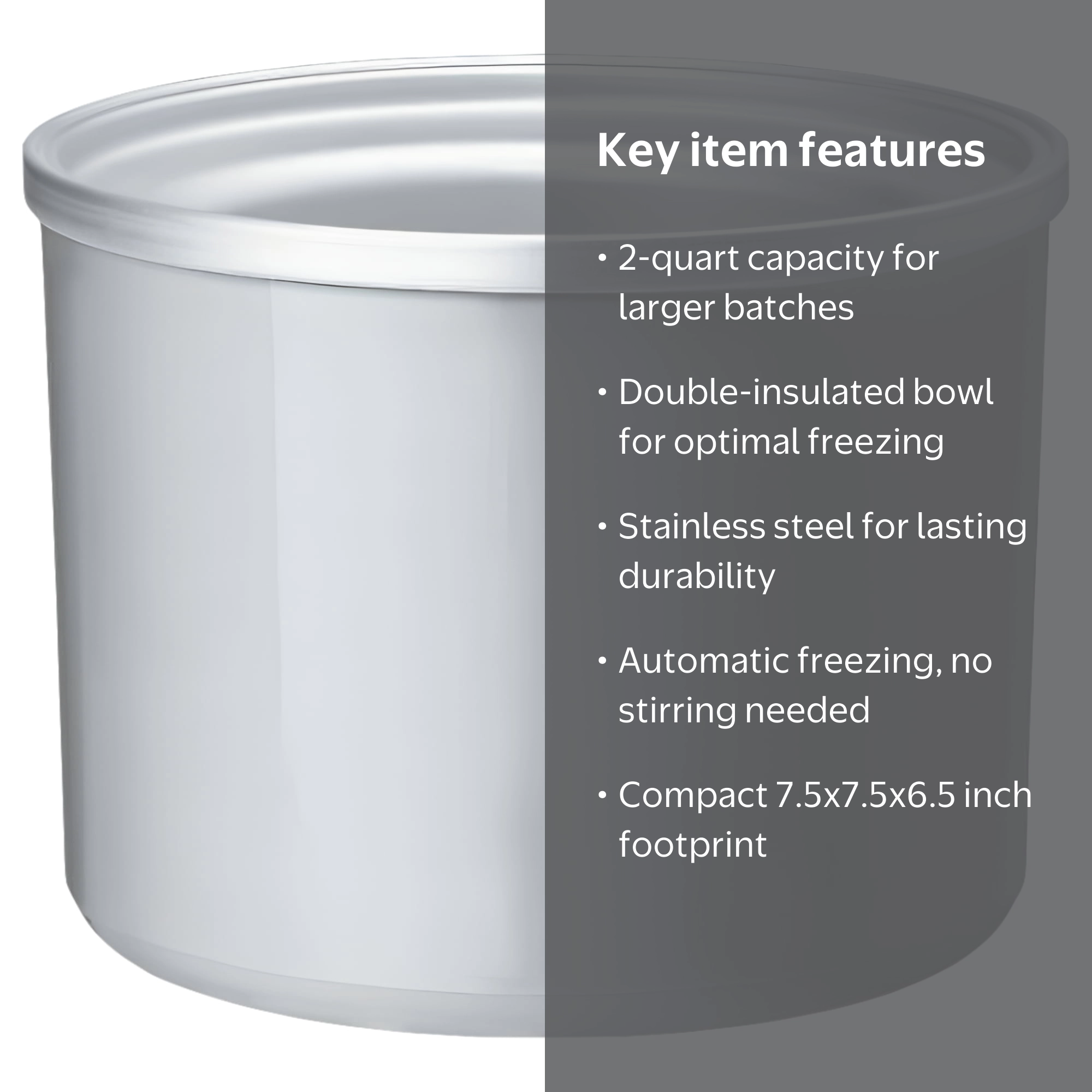 Cuisinart 2-Quart Replacement Bowl for Ice Cream Maker Machine