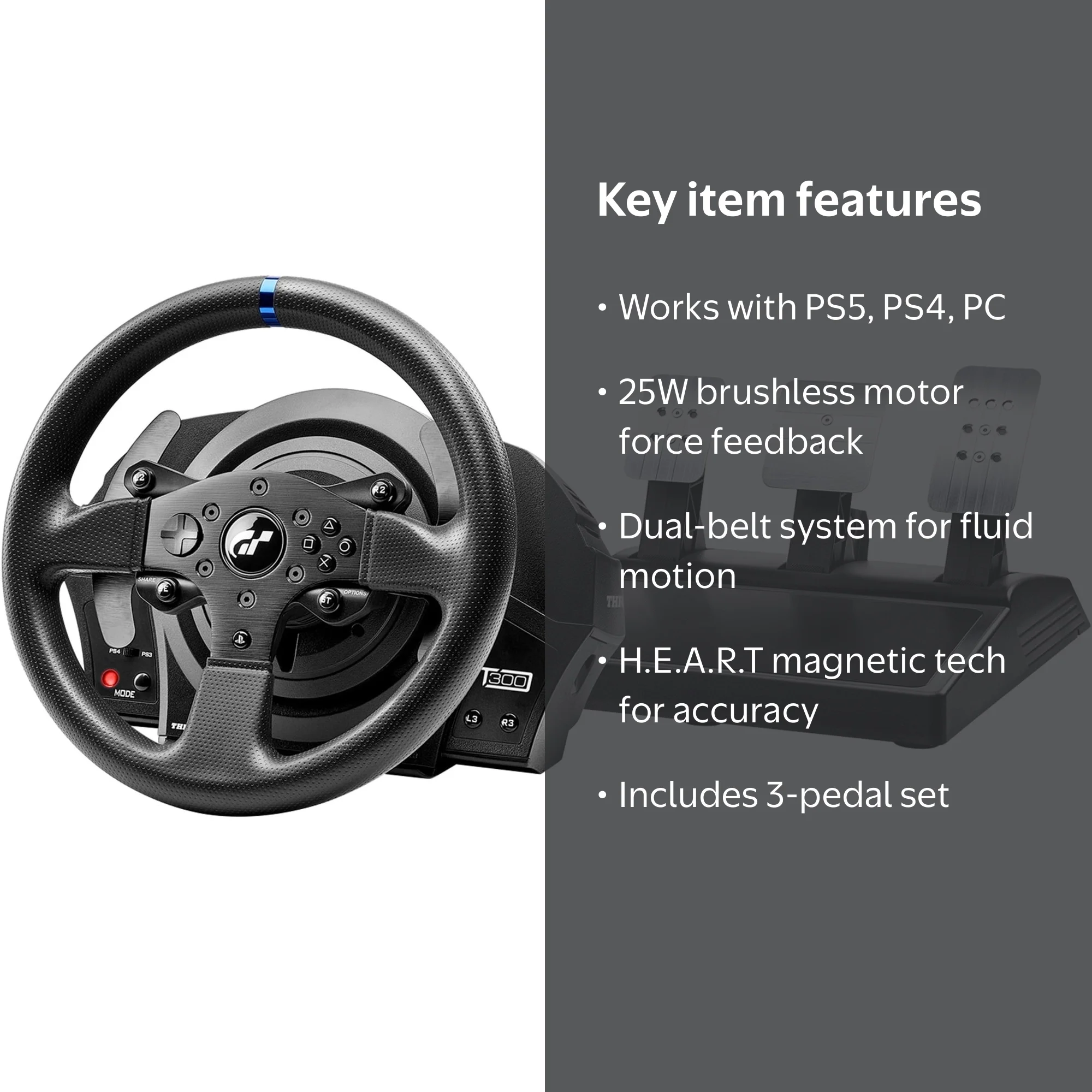 Thrustmaster T300 RS GT Racing Wheel for PS5, PS4, Windows with