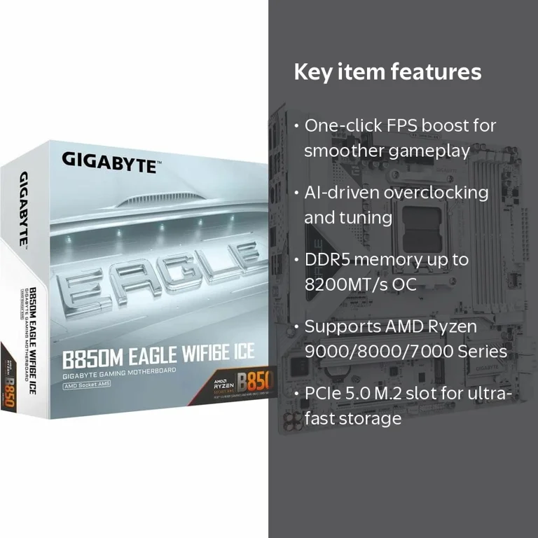 GIGABYTE, Motherboard, AMD B850 Chipset, Wi-Fi 6E, ATX - Walmart.com