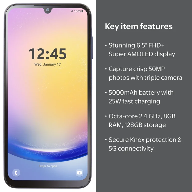 Samsung, Galaxy A25 5G Smartphone, 6.5'' FHD+ Super AMOLED, Black