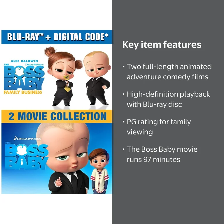 SDS, The Boss Baby 2-Movie Collection Blu-ray, Includes Part Code