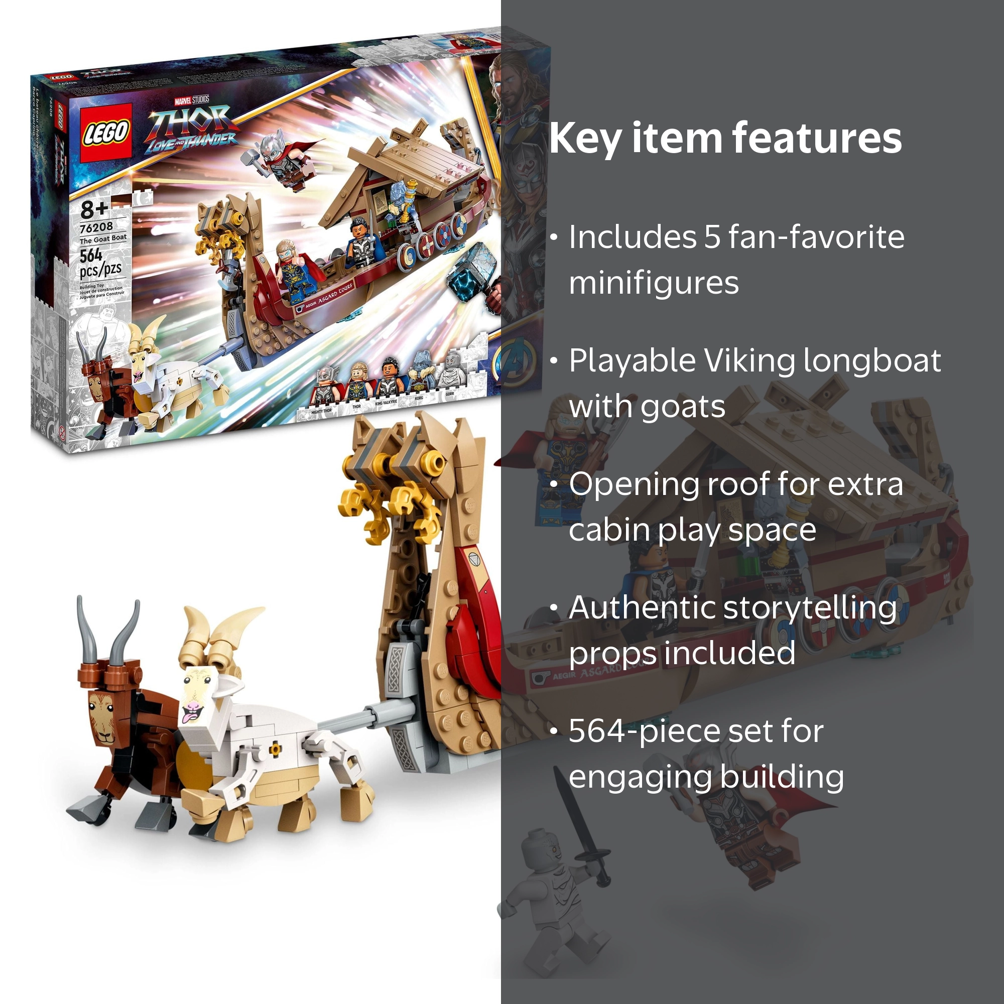 LEGO Marvel The Goat Boat 76208 Thor Love and Thunder - Walmart.com