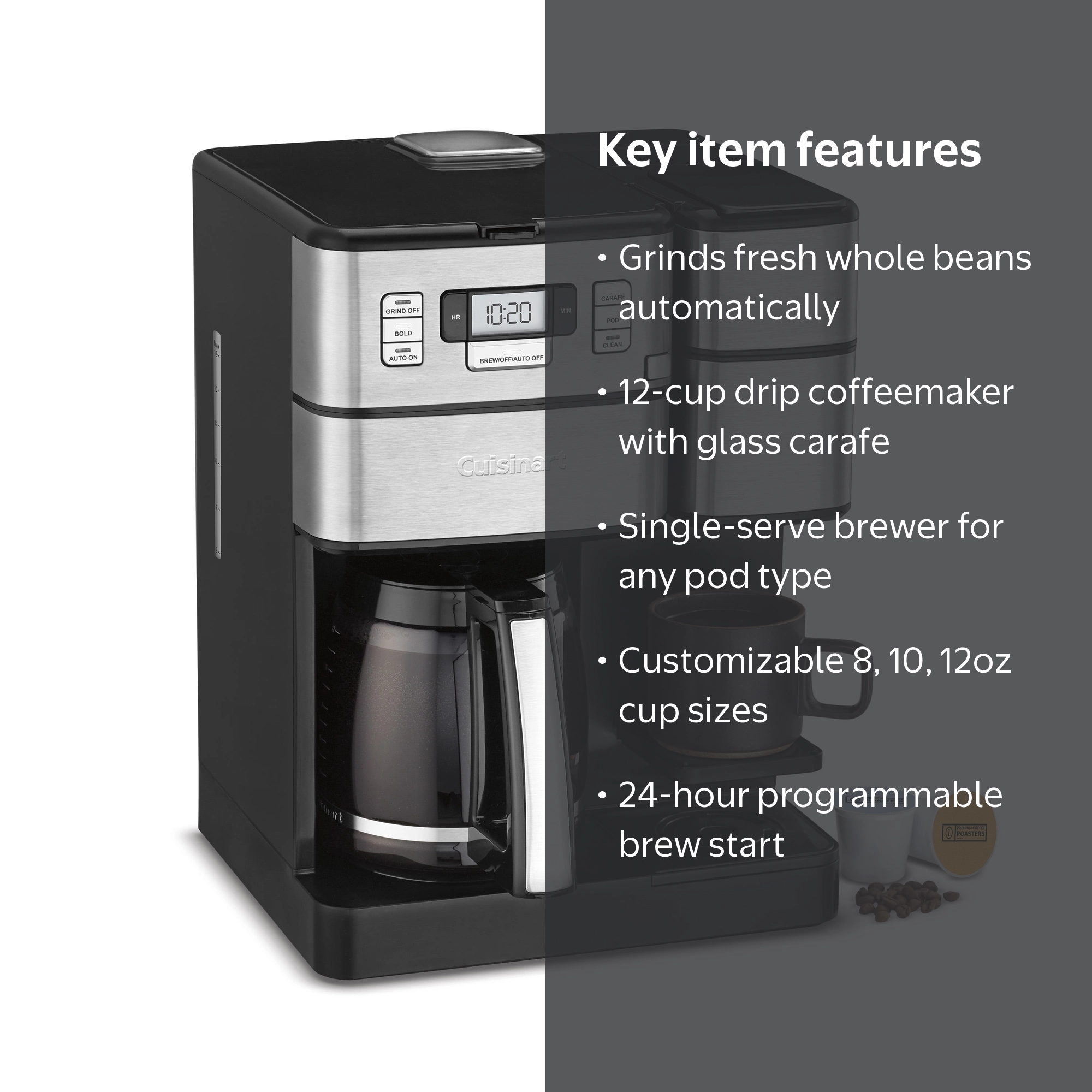 Cuisinart, Coffee Maker, SSGB1NAS 12-Cup Stainless Black, Grind