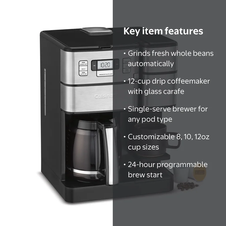 Cuisinart, Coffee Maker, SSGB1NAS 12-Cup Stainless Black, Grind