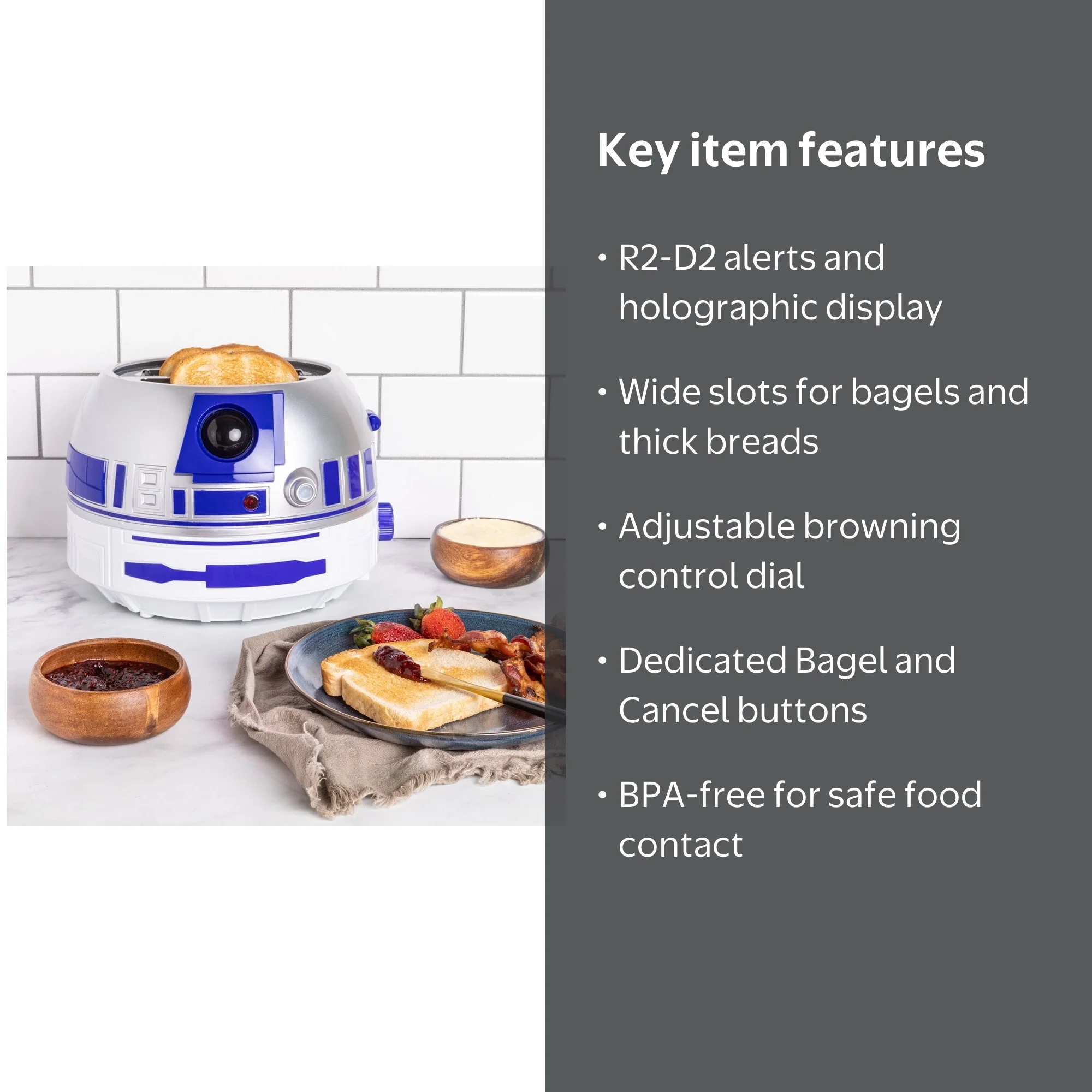 Uncanny Brands Star Wars R2-D2 Deluxe Toaster, Lights and Sounds
