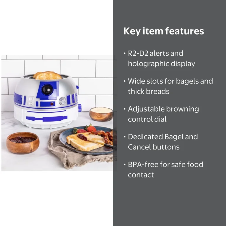 Uncanny Brands Star Wars R2-D2 Deluxe Toaster, Lights and Sounds