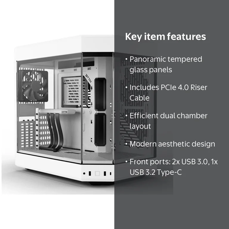 HYTE Y60 ATX Mid-Tower Gaming Case with PCIe 4.0 Cable, Dual