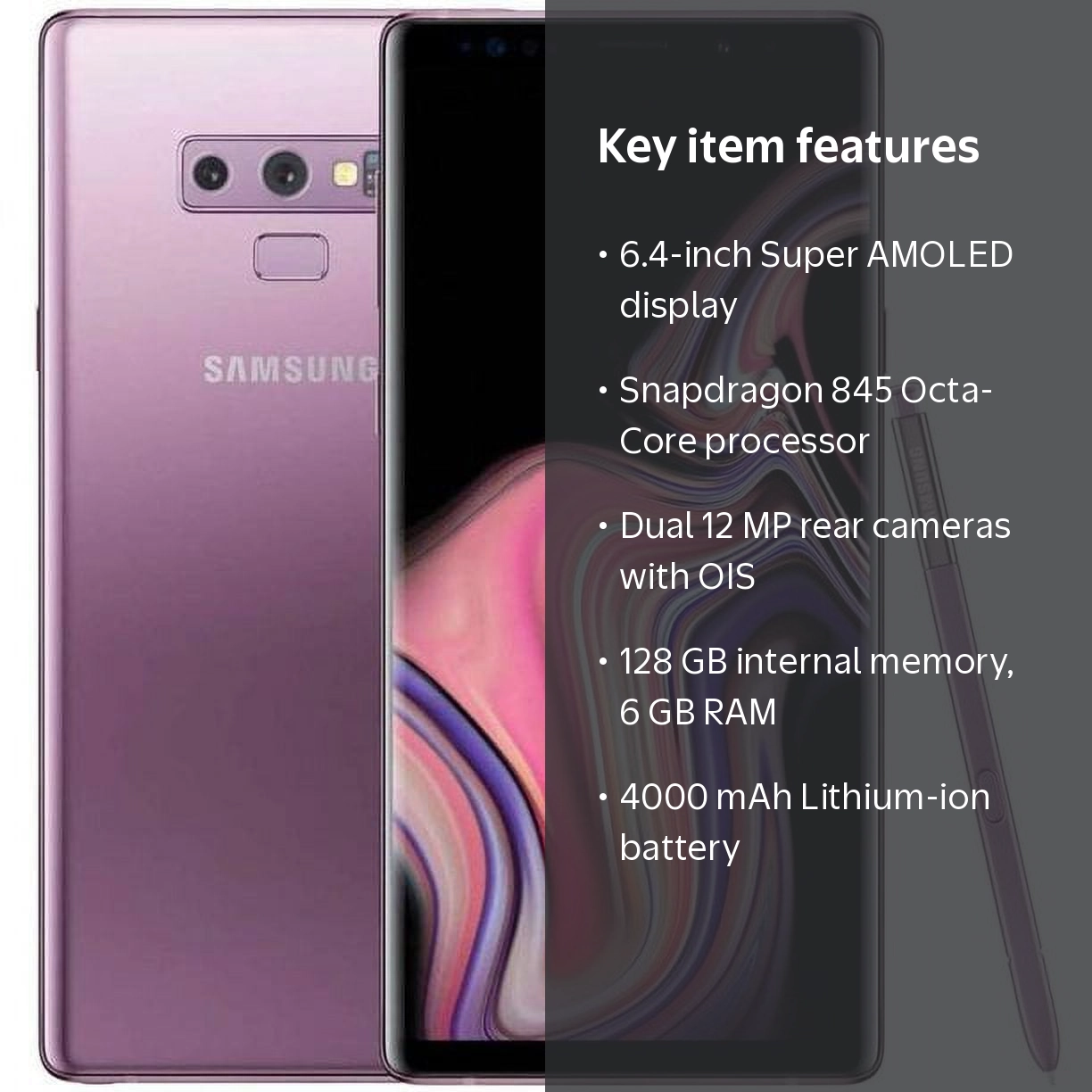 Samsung Galaxy Note 9 N960U 128GB Lavender Purple - B Condition