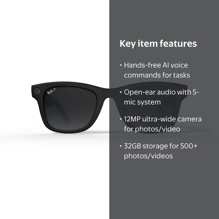 Ray-Ban Meta Wayfarer Gen 1 Smart Glasses, AI Meta Glasses with