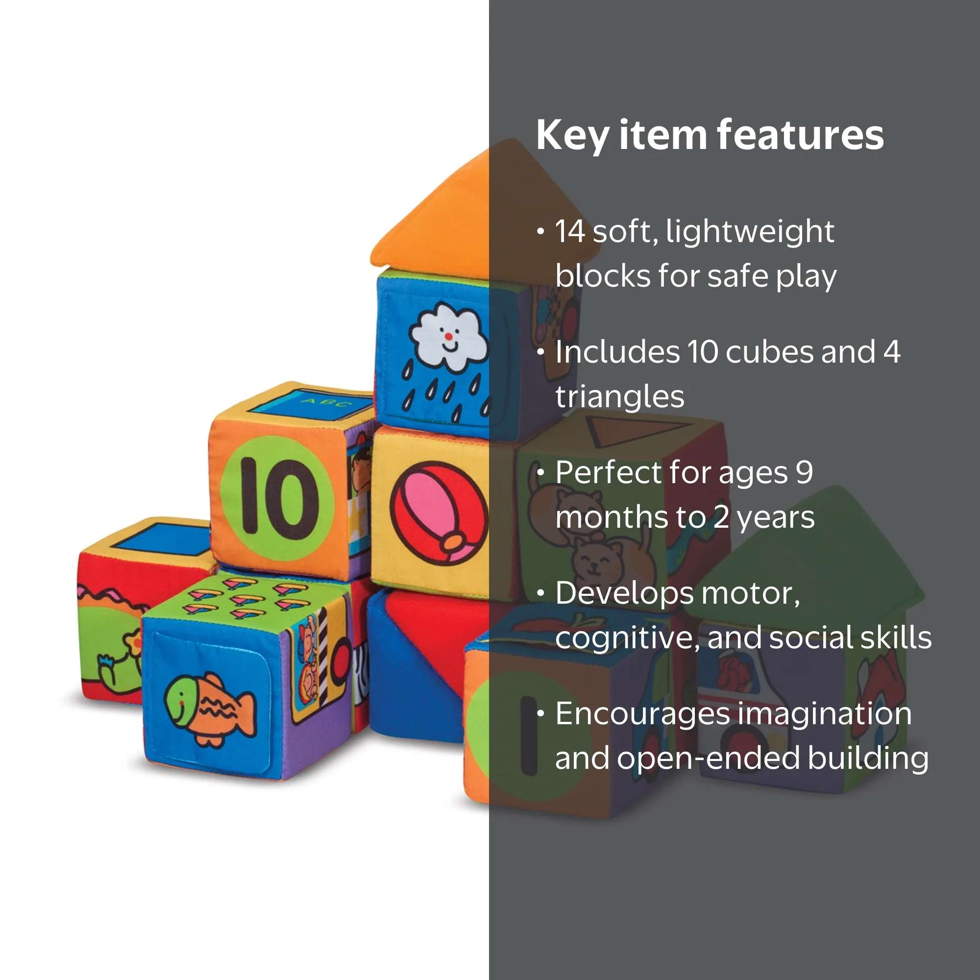 Melissa & Doug K's Kids Match and Build Soft Blocks Set - Walmart.com