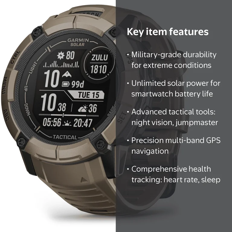 Garmin Instinct 2X Solar Tactical Rugged GPS Sport Tracker Watch