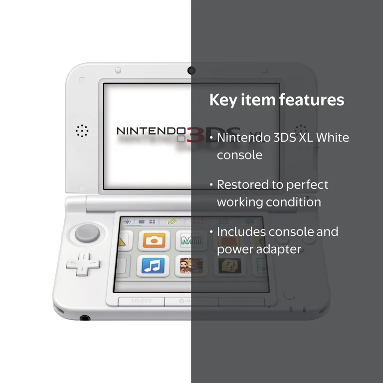 Nintendo, Restored Nintendo 3DS XL, White, includes adapter