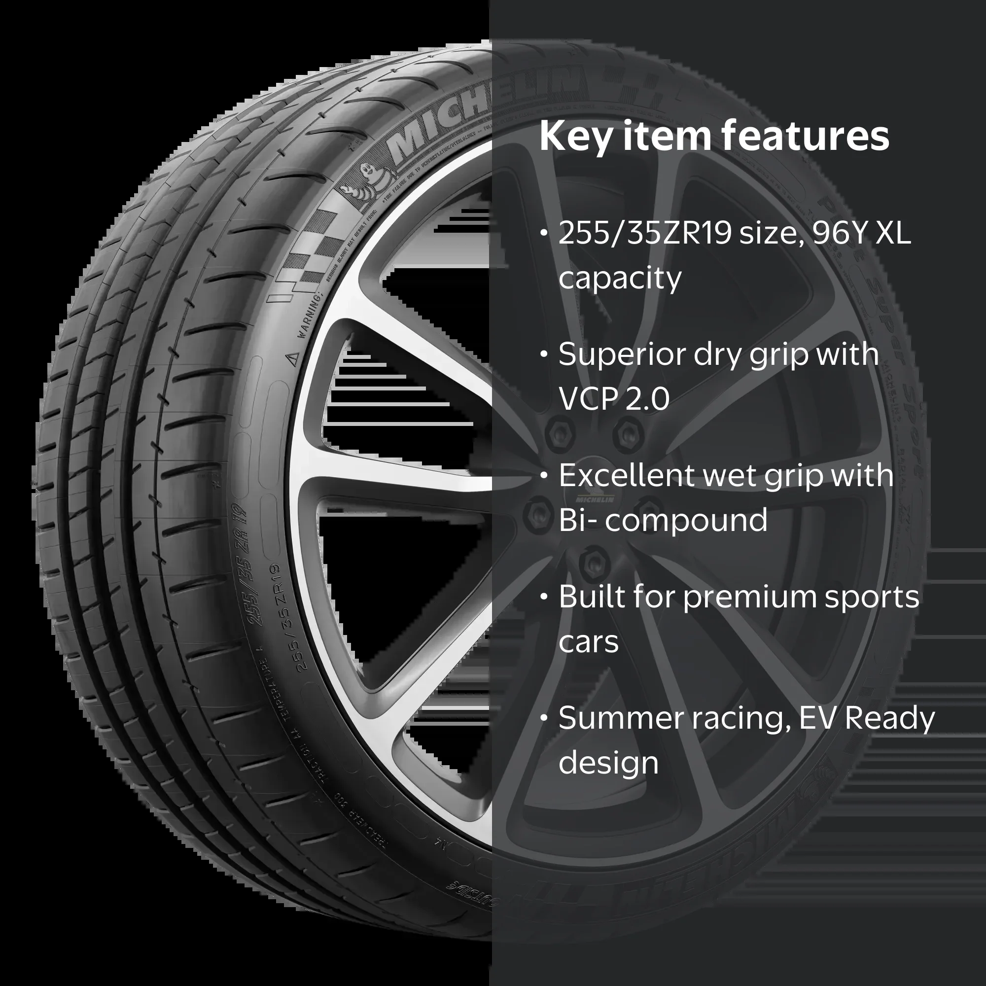 Free Shipping! Michelin Pilot Super Sport XL Tire, Size 255/35ZR19