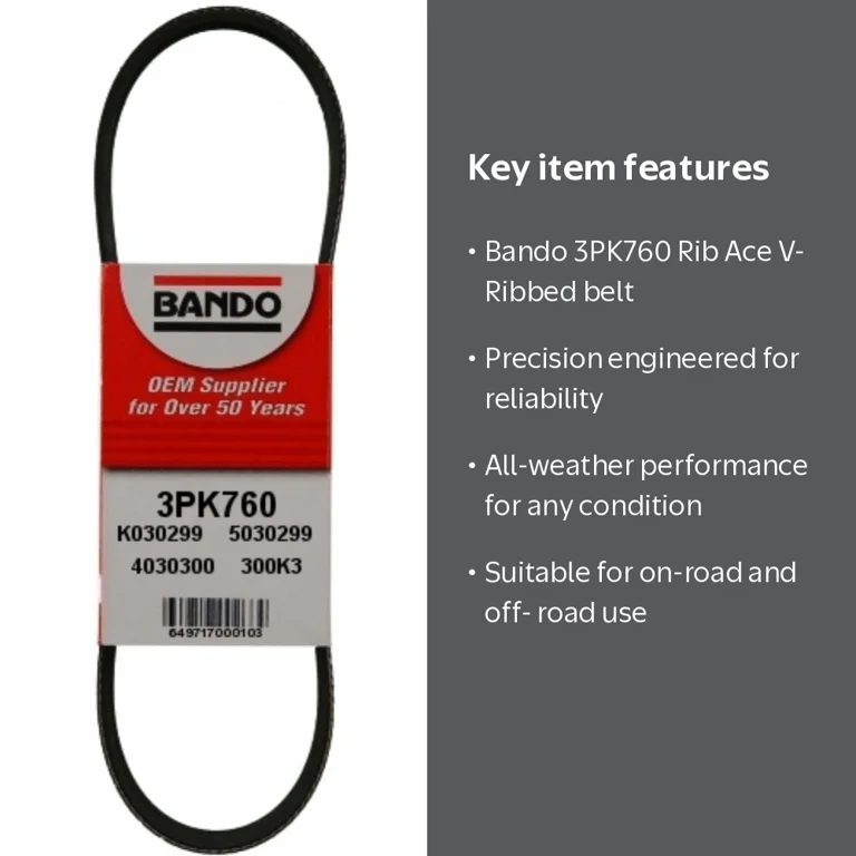 Bando 3PK760 Rib Ace Precision Engineered V-Ribbed Belt Fits