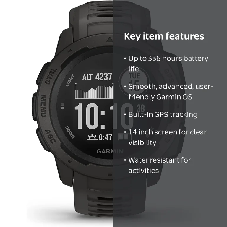 GARMIN Instinct GPS Watch - Graphite - MIL-STD-810G, 3-axis