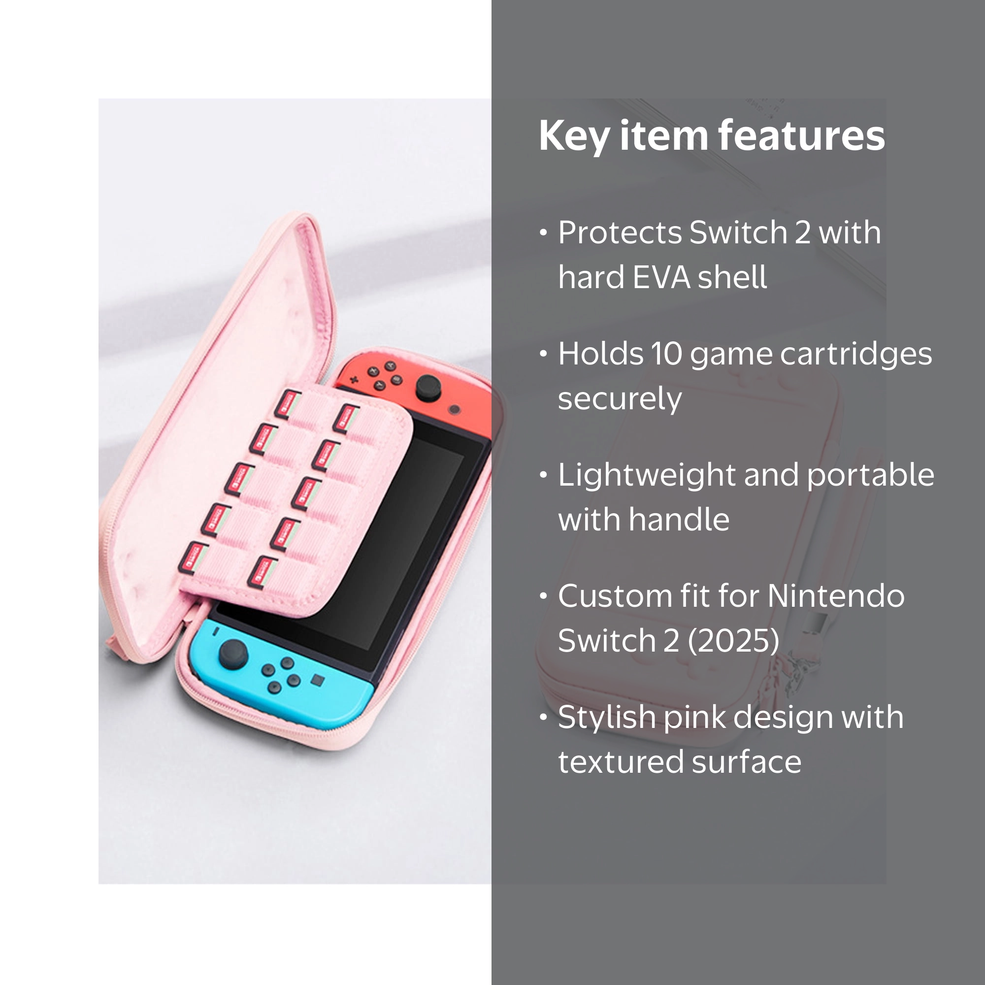 Nintendo Switch Lite ピンク 本体 カセット2つ、ケース Pink Nintendo Switch 2 Carrying Case (2025) for Girls–Shockproof