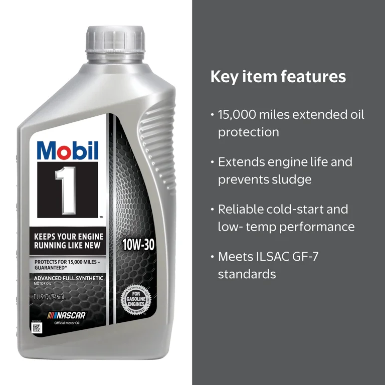Mobil 1 Advanced Full Synthetic Motor Oil 10W-30, 1 Quart