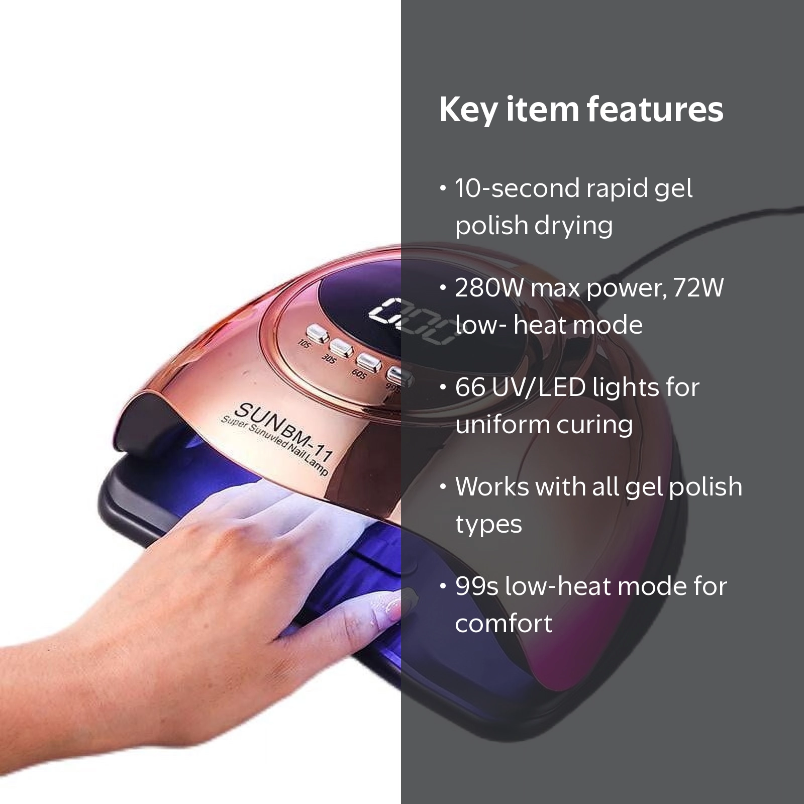 YZHAPPY, UV Nail LED Lamp, 280W, 66 Lamp Beads, Auto Sensor