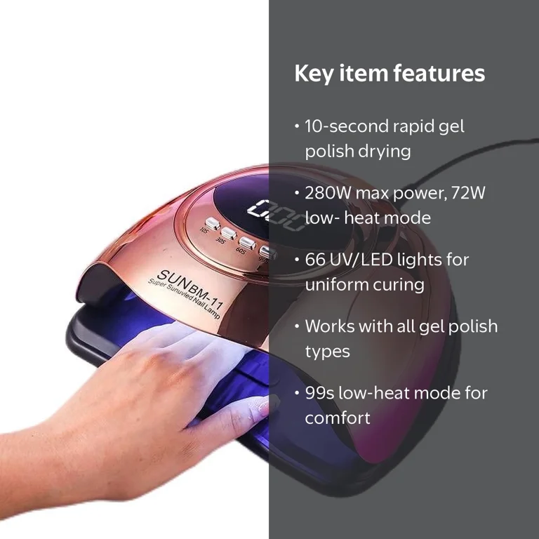 YZHAPPY, UV Nail LED Lamp, 280W, 66 Lamp Beads, Auto Sensor