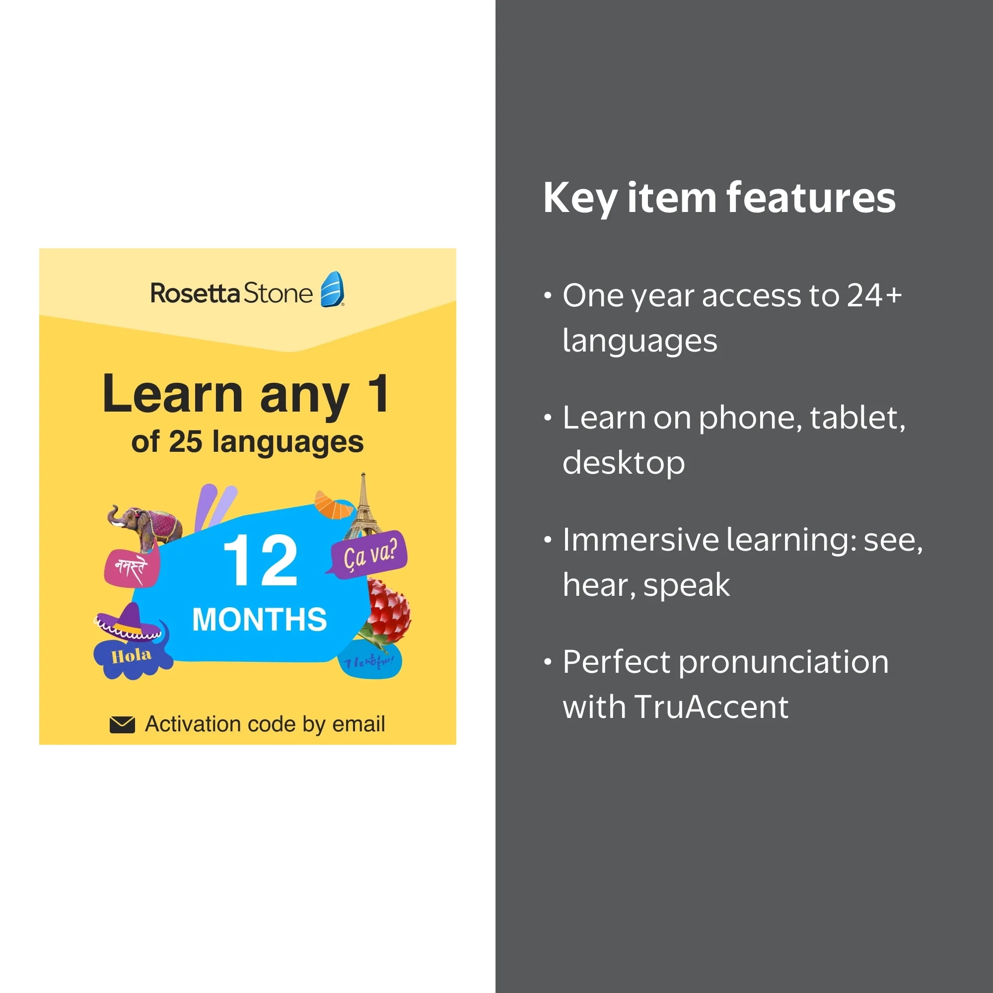 Rosetta Stone Learn Unlimited Languages 12 Months - Learn 24